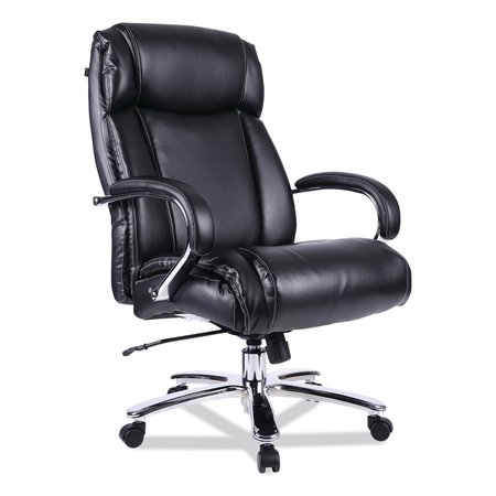 ALERA Big and Tall Chair, Leather, 20-1/4" to 24-1/4" Height, Padded Arms, Black, Chrome ALEMS4419